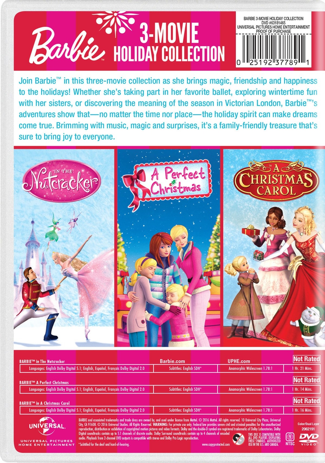 Barbie 3-movie Holiday Collection DVD Kelly Sheridan NEW