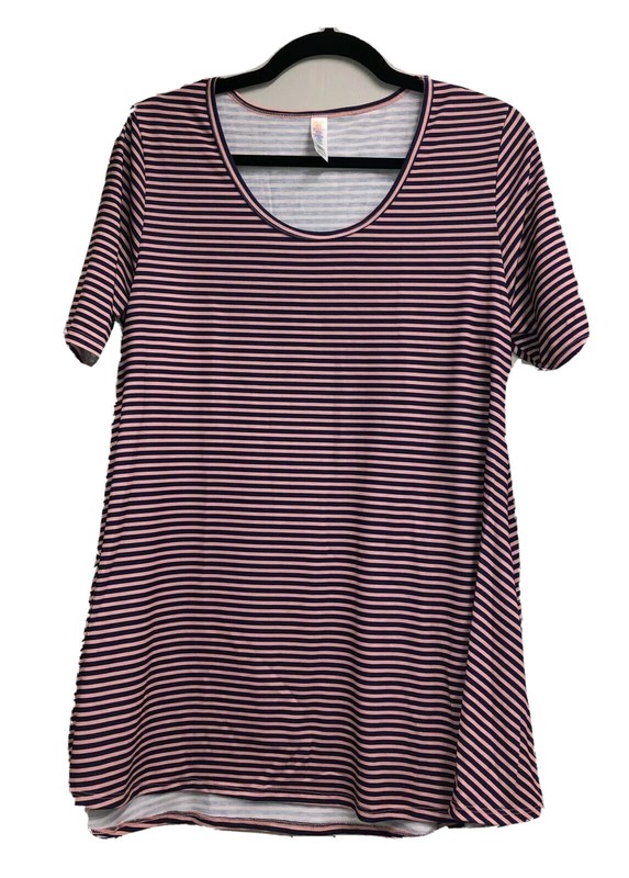 🛍NWT SMALL LULAROE Perfect Tee. Navy & Pink Stripes, Great For LAYERING🛍