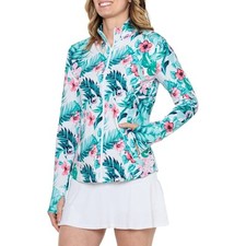 NWOT Tommy Bahama Golf Tennis Full Zip Jacket M Floral Tropical Palm Pockets