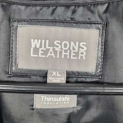 Wilson's Leather 3/4 LENGTH 100% Leather Thinsulate Ultra Black Coat XL VINTAGE