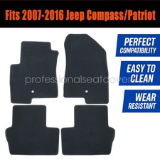 Front & Rear Floor Mats Carpet Waterproof Black Velour For 2007-16 Jeep Compass