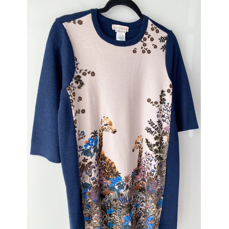 Vestido Anthropologie Paul & Joe Hermana Jirafa Canopy Tejido S Azul Marino Novedad Lana Foto 2 de 4
