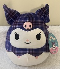 Squishmallow Kellytoy Plush Hello Kitty Sanrio 8" Kuromi Plaid New 2023 with Tag