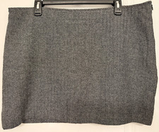 Vintage Old Navy Skirt Size 16 Gray Herringbone Lined Mini Wool Blend Rare