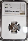 NGC MS-63 BN 1903 Indian Head Cent, Attractively Toned specimen.