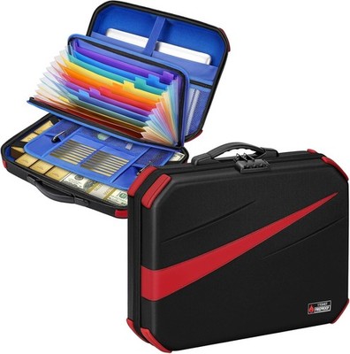 Accordion File Organizer, Hard Case Document Organizer Box with Lock | Important