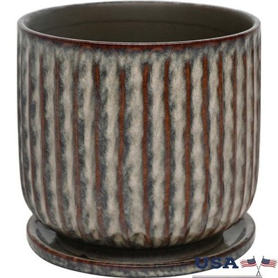 Durable Ceramic Plant Pot W/ Drainage Holes Ideal Indoor & Outdoor Use Set of 2