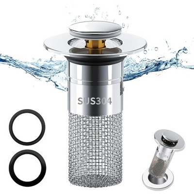 Edelstahl Pop Up Abflusssieb Waschbecken Küche Bad 34-40mm 2 Stück