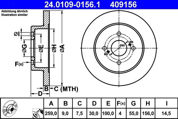 2X Bremsscheibe Hinten Ate 24.0109-0156.1 FüR Aston Martin Toyota-image