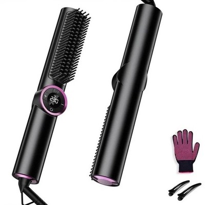 Hair Straightener Brush Ionic Anti-Frizz 15 Heat Settings 180-450°F LCD