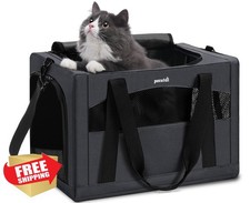 Pecute Gray Cat Carrier Stable Steel Frame up to 11lbs