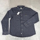 Marine Layer Pacifica Stretch Twill Shirt Mens Medium Black Herringbone $148 NWT