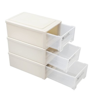 Compact Plastic Stacking Storage Drawer Unit Stackable Organizer Bins 3 PCS