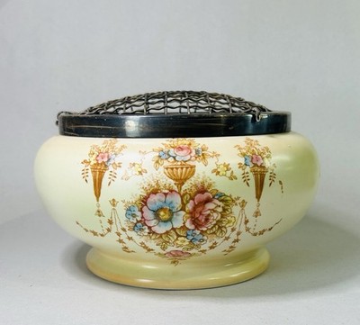 Antike Crown Devon Fieldings Blush Ivory FRÜHLING Muster Deckel ROSE Schale / Vase