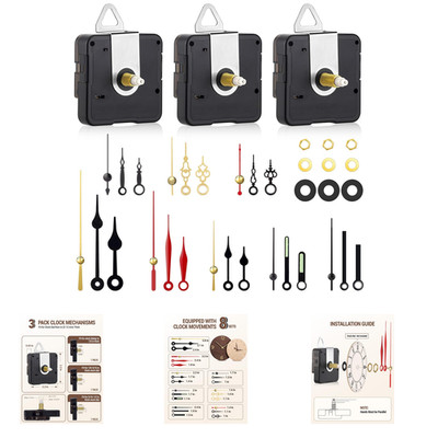 Clock Movement Replacement Kit, Silent Quartz with Short Hands, 3 Sizes for DIY