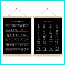 Alphabet Numbers Poster Hanger Frame Set of 2, Black Nursery Wall Decor, ABC ...