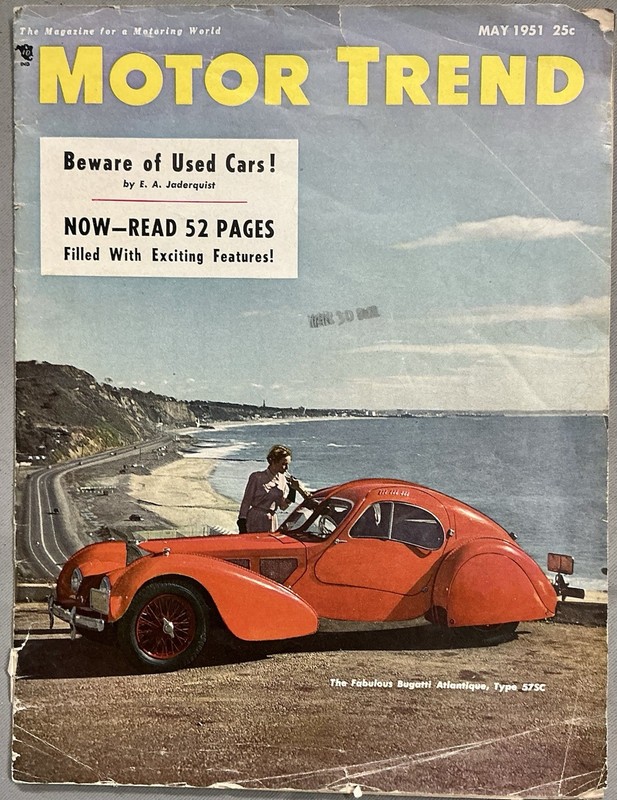 Motor Trend Magazine May 1951 The Fabulous Bugatti Atlantique Type 57SC