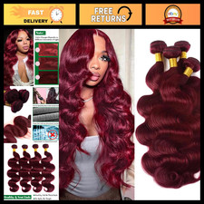 99J Burgundy Body Wave Human Hair Bundles 22-28 Inch, Silky Soft Extensions - 4