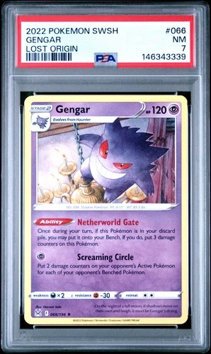 2022 POKEMON SWORD & SHIELD LOST ORIGIN BUILD & BATTLE BOX #066 GENGAR PSA 7