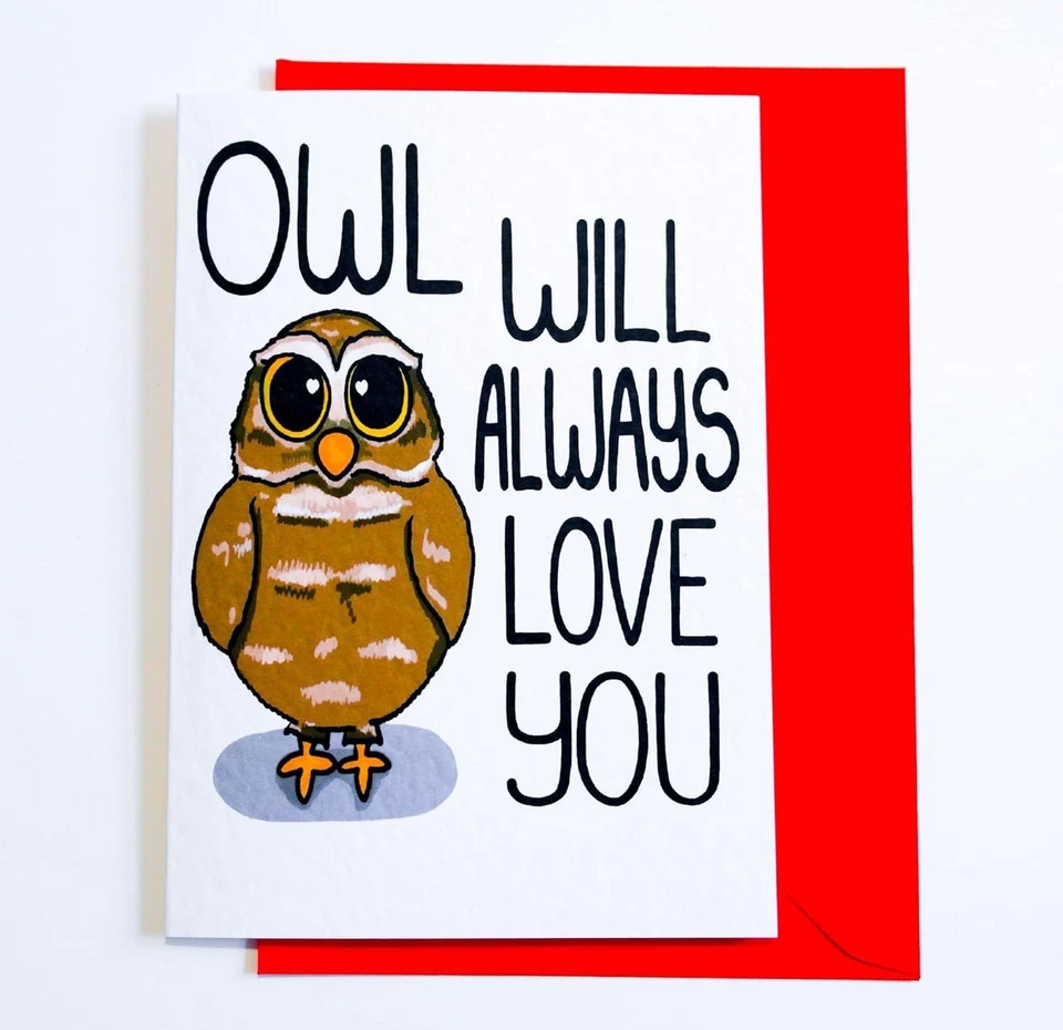 Eco-Friendly Greeting Card: Cute Owl Love Design for Birthdays & Anniversaries - Image 3 of 4