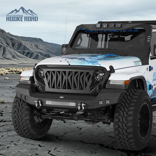 For Jeep Wrangler JL & Gladiator JT 18-26 Full Width Steel Front Bumper w/ Light
