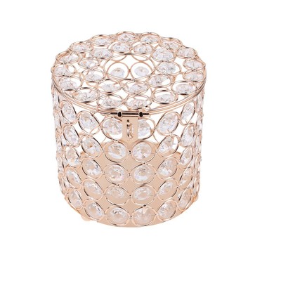 Round Tissue Box Cover Crystal Toilet Paper Roll Holder Decorative for Bathro...