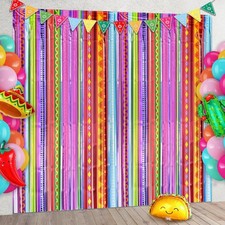 2 PCS Rainbow Colors Foil Curtains Tinsel Streamers Mexican Fiesta Backdrop