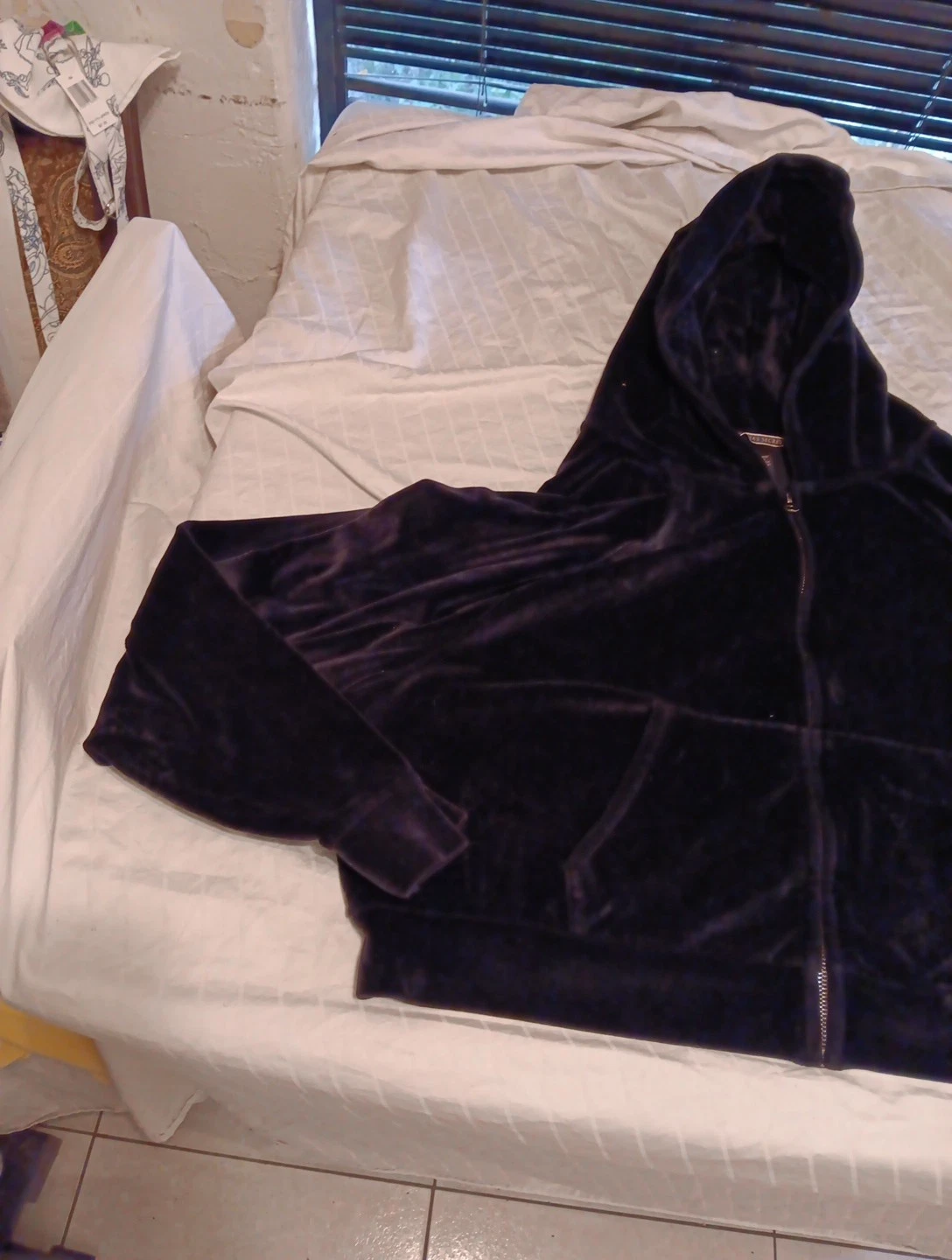 UNDERCOVER FELPA CON CAPPUCCIO Victoria's Secret VELLUTO ROSA logo ricamato FULL ZIP CROP velluto taglia XL