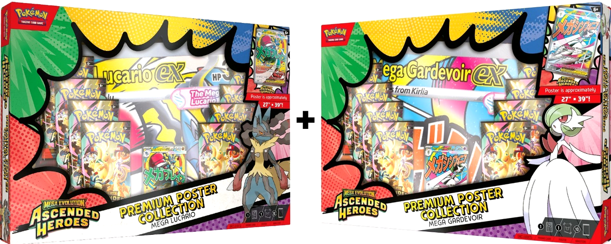 2 Pokemon Ascended Heroes Premium Poster Collection Box Mega