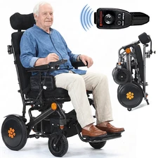 Senior's Foldable Small Size Electric Travel Wheelchair, Signals & Safety Vest