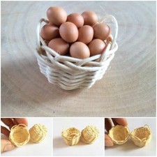 2 x White Basket Rattan Woven Wicker With Handles Dollhouse Miniature Handmade