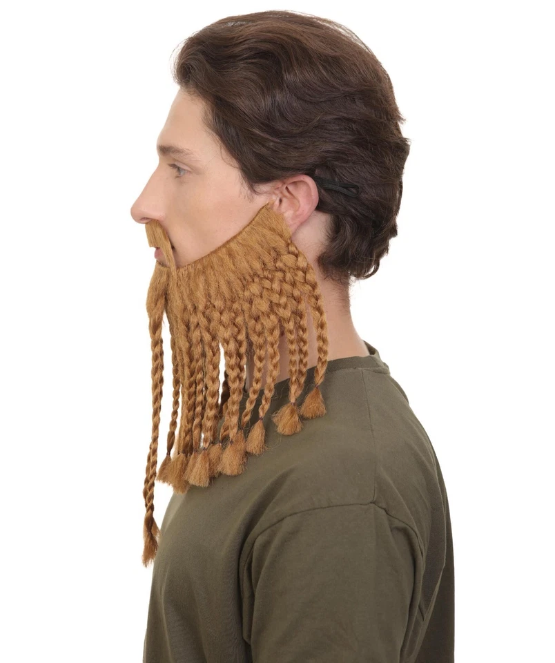 HPO Adult Men's Blonde Braided Vikings Beard and Mustache - Image 3 of 4