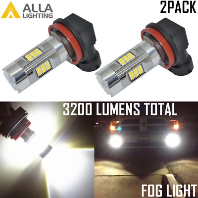 Alla Lighting 3200lm 6000K 27-LED H8 Fog Light Driving Bulbs Lamps Xenon White