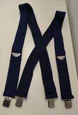 Blue Suspenders Adult Size Adjustable Stretch 2" wide Dominican Republic