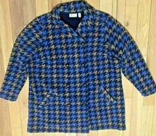 Denim & Co. Jacket Women's Fleece Blue Geometric Print Qvc Size 2xl Nwt