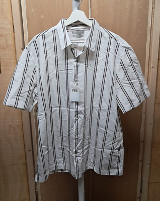 MNG Mango Men Striped Shirts US XXL Short Sleeve Regular Fit Viscose