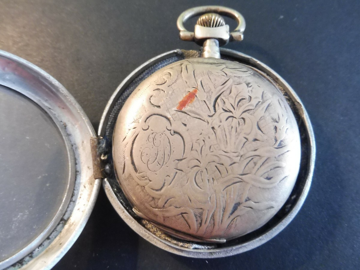 Montre Gousset Ancienne En Argent - Fonctionnelle Avec Capsule D'époque - Pièce Vintage Pour Homme