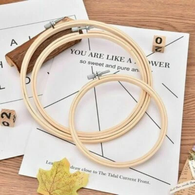 Bamboo Wooden Embroidery Hoop Rings for DIY Cross Stitch Needle Craft Tools UK