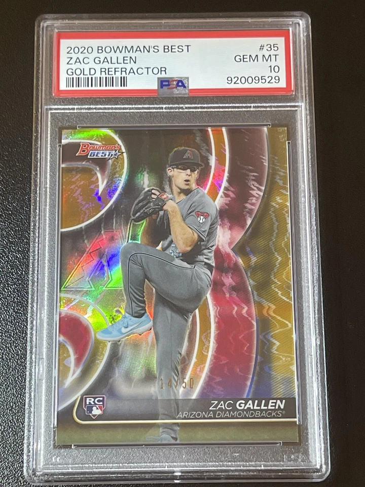 Zac Gallen RC 2020 Bowman’s Best Gold Refractor /50 Rookie Card PSA 10 GEM MINT - Image 3 of 4