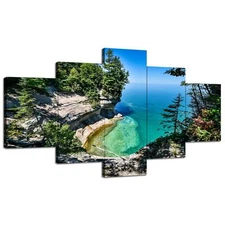 Artbrush Tower Lake Michigan Wall Art Lake Superior Canvas Print 60''Wx32''H ...