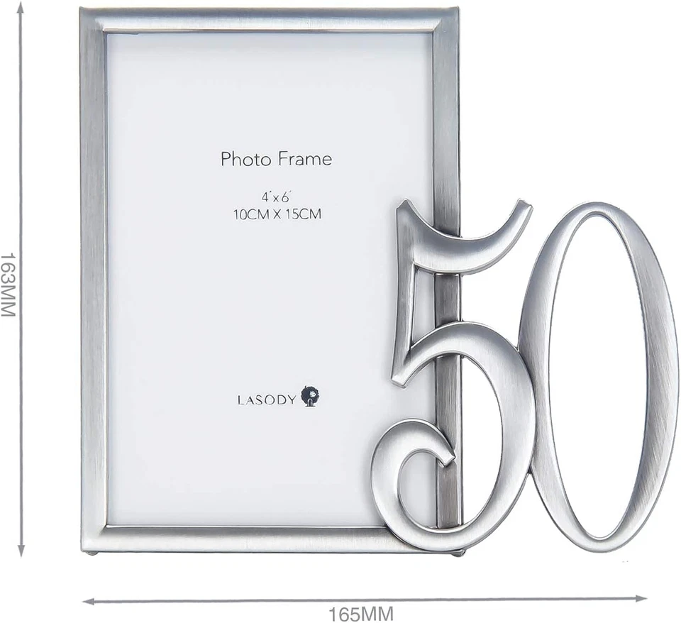 Marco de fotos 50 aniversario dorado, regalos decoraciones 50 cumpleaños Foto 3 de 4