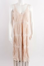 Zara Womens Midi Knit Dress Small Lace Detail Tan Sleeveless 0014/100 NWT