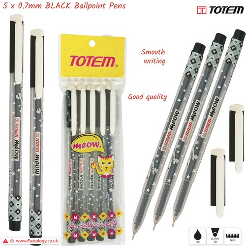 TOTEM Meow High Quality 0.7mm FIne x5 x10 BLACK BLUE Ballpoint Pens