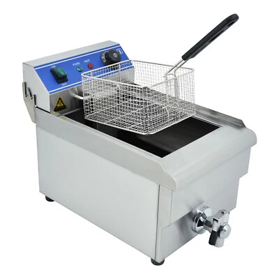 10L Electric Deep Fryer Stainless Steel Fat Frying Chip Commercial Single Tank