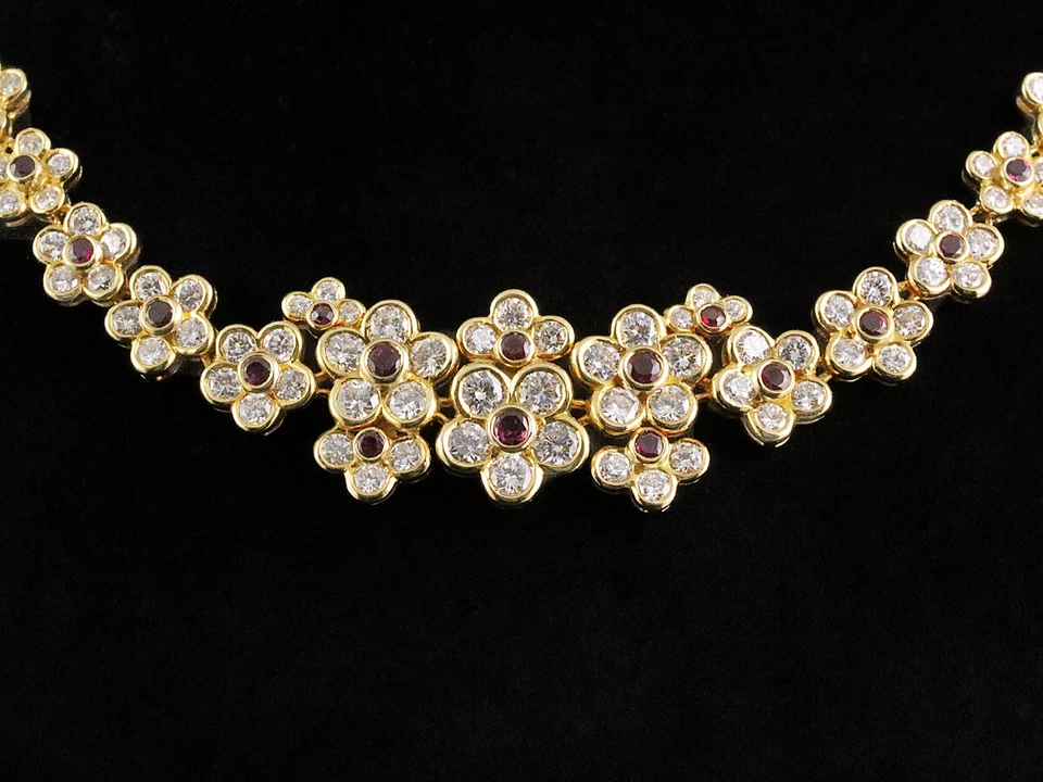 Schönes Brillant Rubin Collier ca. 4,75ct 26,3g 750/- Gelbgold - Bild 1 von 4