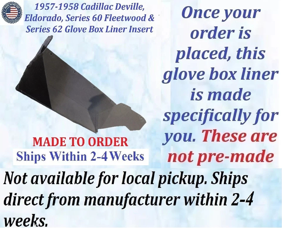 NUEVO 1957-1958 CADILLAC DEVILLE ELDORADO FIELTRO GUANTERA FORRO INSERTO #CAD-GBX-100 Foto 2 de 3