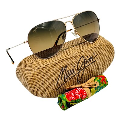 Maui Jim Sunglasses Mavericks MJ-264-16 Gold Wire Aviators With Brown  Lenses