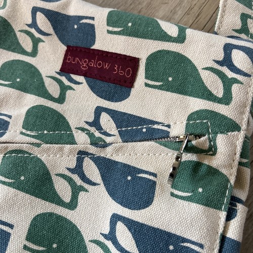 Bungalow 360 Natural Whale Peace Cotton Canvas Crossbody Small Messenger Bag EUC - Picture 5 of 9