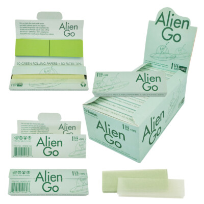 Alien Go, 1 1/4 Größe, grün Blättchen & Filter Tips