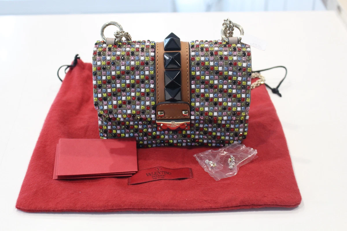 VALENTINO Lock It Rockstud Small Multi Colour Crystal Shoulder Bag